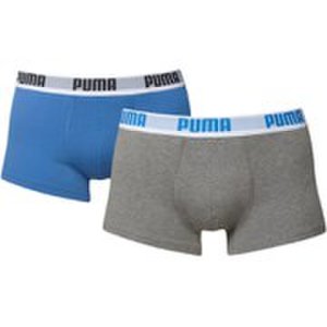 Puma Men's 2 Pack Basic Boxers - Grey/Blue - S - Grey/Blue