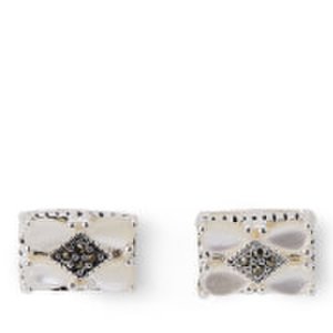 Jdwilliams Rectangle silver plated marcasite and topaz earrings