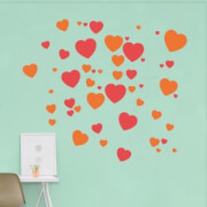Red And Orange Love Hearts Wall Art Sticker Pack