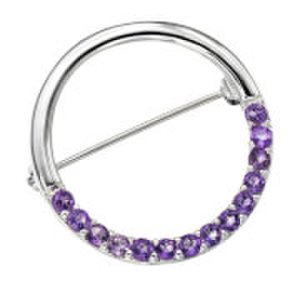 Jdwilliams Silver plated circle design amethyst pin - one size