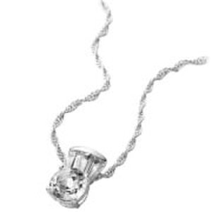 Silver Plated Round White Topaz Necklace - One Size