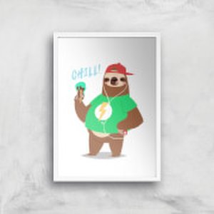 Sloth Chill Art Print - A2 - White Frame