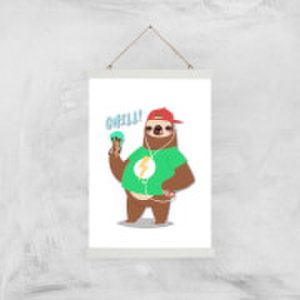 Sloth Chill Art Print - A3 - Wood Hanger