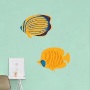 By Iwoot Striped coral fish and butterfly fish wall art sticker pack