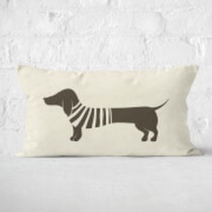 Stripey Jumper Sausage Dog Rectangular Cushion - 30x50cm - Soft Touch