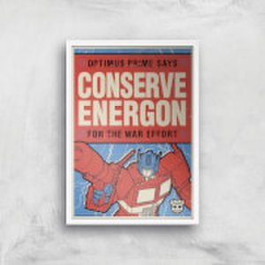 Transformers Conserve Energon Poster Art Print - A4 - White Frame