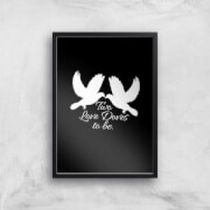 Two Love Doves Art Print - A2 - Black Frame