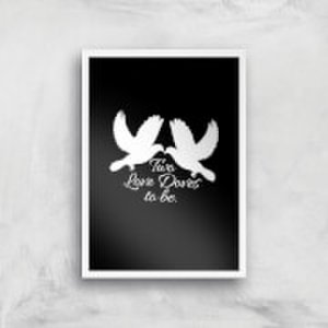By Iwoot Two love doves art print - a2 - white frame