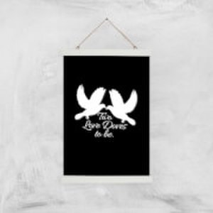 Two Love Doves Art Print - A3 - Wood Hanger