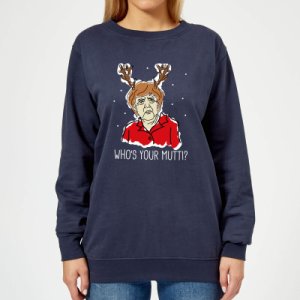 Alternative Christmas Who's your mutti? women's christmas sweatshirt - navy - s - navy