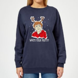 Alternative Christmas Who's your mutti? women's christmas sweatshirt - navy - xs - navy