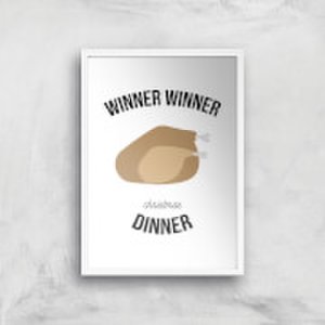 Winner Winner Christmas Dinner Art Print - A2 - White Frame