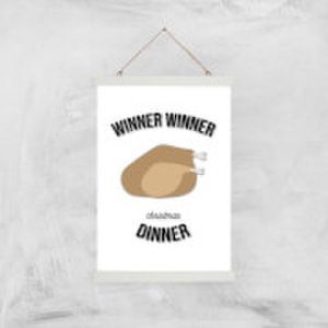 Winner Winner Christmas Dinner Art Print - A3 - Wood Hanger