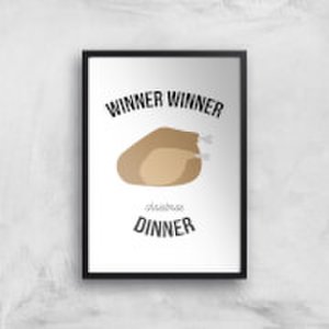 Winner Winner Christmas Dinner Art Print - A4 - Black Frame