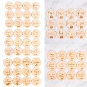 12 Pcs Wooden Baby Milestone Cards Commemorate Baby Birth Monthly Recording Cards Newborn Infant Shower Gifts Photography Props