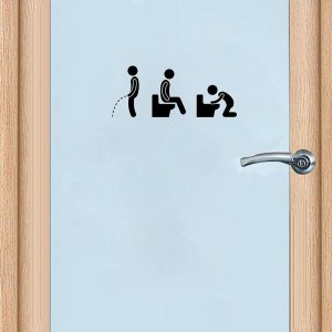1PCS Creative Funny Bathroom Icon Toilet Door Wall Art Decal Sticker Mural Art Removable Door Ornament Home Decoration