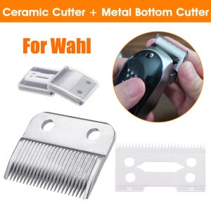 2Pcs Ceramic Cutter Metal Bottom Cutter Durable Hair Grooming Trimmer Professional Clipper Cutter Blade For Wahl Electric Shear