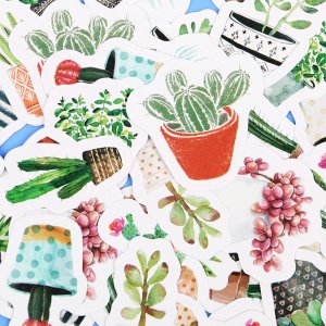 45PCS/set Cultured Green Plants Label Stickers Decorative Stationery Stickers Scrapbooking DIY Diary Album Stick Label