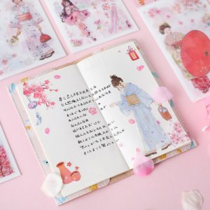 6 pcs/pack Flying Cherry Sakura Snow Moon Bullet Journal Decorative Stationery Stickers Scrapbooking DIY Diary Album Stick