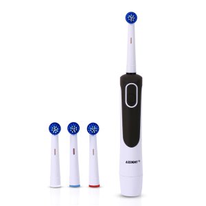 Black Electric Toothbrush With 4 or 8 Replacement Tooth Brush Heads Battery Rotating Oral Hygiene Or Only 4 Teeth Brush Head