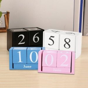 Cute Vintage Desktop Wooden Letters Calendar Cube Block Home Decoration Accessories Shooting Prop Letter Wooden Calendar 2020