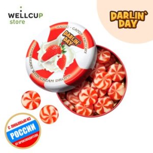 Darlin'day lollipops with strawberry flavor and cream 180 gr.