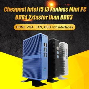 Eglobal Intel Core i7 i5 7200U i3 7100U Fanless Mini PC Windows 10 Pro Barebone Computer DDR4/DDR3 2.4GHz 4K HTPC WiFi HDMI VGA