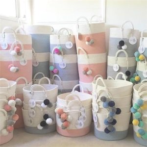 Home Accessories Cotton Rope Storage Basket with Handles Baskets for Kids Toy Laundry Nursery Dirty Clothes Storage Organization