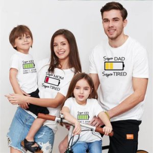 TALLOLY parent-child battery element letter printing parent-child short-sleeved T-shirt parent-child printing round neck