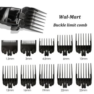 10Pcs/set Black Universal Limit Comb Electric Hair Clipper Caliper Positioning Comb 1.5/ 3/4.5/6/10/13/16/19/22/25mm OPP bag