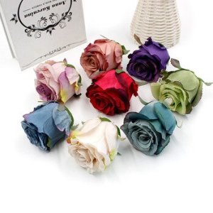 1pcs Cheap Rose Flower Head 7cm Artificial Silk Rose Flower Wedding Home Decor DIY Scrapbooking Decoration Accessories