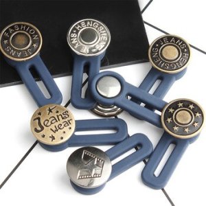 5pcs Free Sewing Buttons Adjustable Disassembly Retractable Jeans Waist Button Metal Extended Buckles Pant Waistband Expander