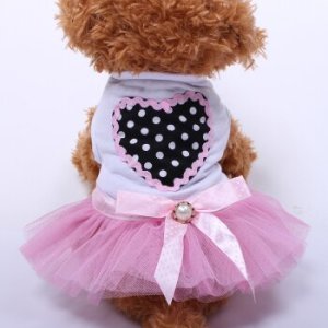 Dog Cat Princess Dress Tutu Love Ribbon Design Pet Puppy Shirt Skirt Clothes Apparel 3 Colours 5 sizes