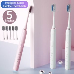 FAT Xiaomi Sonic Electric Toothbrush Rechargeable Ultrasonic Automatic Dental Tooth Brush with 5 Brush Heads IPX7 Waterproof
