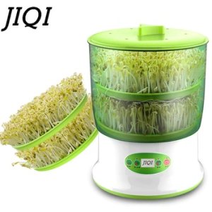 JIQI DIY Bean Sprout Maker Thermostat Green Vegetable Seedling Growth Bucket Automatic Bud Electric Sprouts Germinator Machine