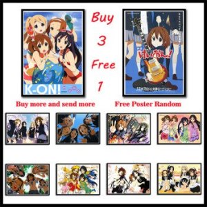 K-ON Japanese anime HD printing Coated Paper poster Wall Sticker Bar Cafe Decorative Painting Frameless