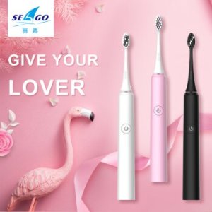 SEAGO Sonic Electric Toothbrush USB Rechargeable Waterproof IPX8 Ultrasonic Toothbrush Adult Timer 5 Modes S2