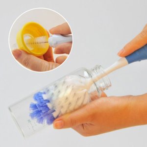 1 x 2in1 Baby Bottle Brushes for Cleaning Kids Infant Child Milk Feed Bottle Nipple Pacifier Nozzle Spout Tube Cleaning Brush