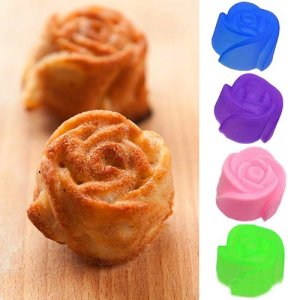 10 Pcs Silicone Rose Muffin Cookie Cup Cake Baking Mold Chocolate Maker Mould Creative DIY Candy Making Kitchen Tools