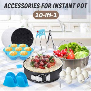 10Pcs Pot Cooking Accessories Set Electric Pressure Cooker Accessories Parts Steamer Basket Springform Pan Silicone Mat Kit