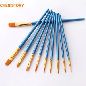 10Pcs/Set paint by numbers brushes Watercolor Gouache Paint Brushes Different Shape Round Pointed Tip Nylon Hair Painting Brush