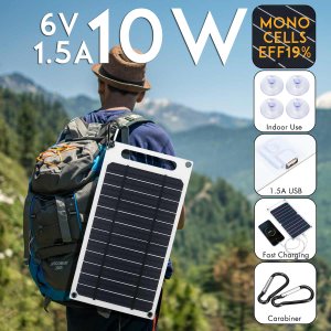 10W 6V 1500mA Monocrystalline Solar Power Solar Panel USB Mobile Phone Photovoltaic Charging Panel Power Bank