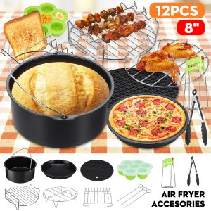 12pcs/set 8 Inches  Air Fryer Accessories Home Kitchen Cooking Tools For Barbecue, Baking, Cooking Fit For  4.2-6.8QT Air Fryer