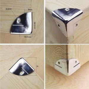 12Pcs Silver Cabinet Trunk Corner Protector Furniture Case Box Corner Decorative