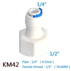 1PC 1/2 Internal thread to 1/4 Straight connector RO Water Fitting Tune Quick Connect Reverse Osmosis White fast connection