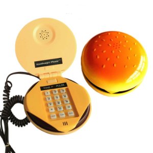 1pc Imitation Hamburger Telephone with Wire Landline Phone for Home Art Decor