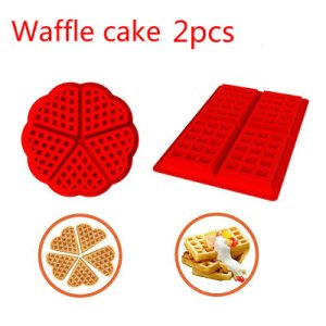 2pcs Silicone Waffle Mold bakeware DIYChocolate Waffles Pan Cake Baking Mould Modle WaffleTray Kitchen Cooking Cake Makers Tool