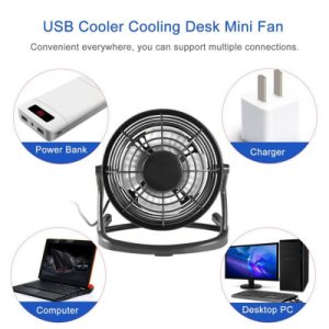 4 Inch Portable USB Desk Fan Single Gear Speed Lower Noise 360 Degree Up and Down Rotating Free Adjustment Personal Fan for Home