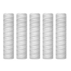 -5 Micrometre 10 x 2.5 Inch String Wound Sediment Water Filter Cartridge Whole House Sediment Filtration, Universal Replacement