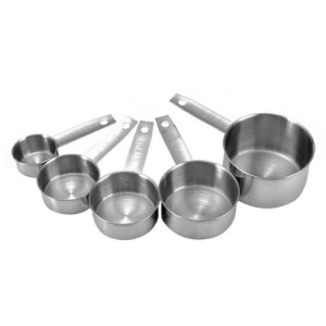 5pcs/set Portable Practical Kitchen Durable Silver Stainless Steel Spoons Non Toxic Tool Cooking Measuring Cups Baking Gadgets